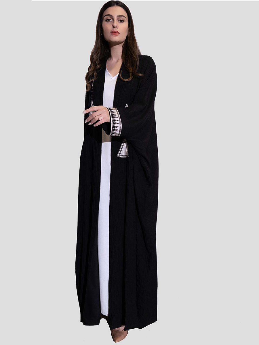 Black abaya with back embroidery