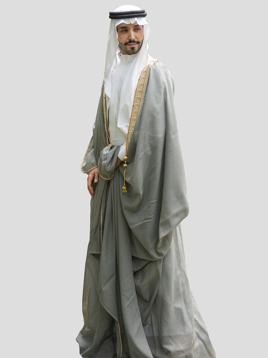 Gray hand embroidered mens bisht